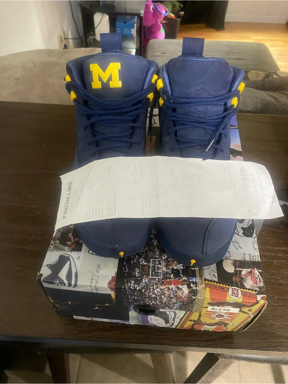 Michigan Jordan 12s with box and original receipt